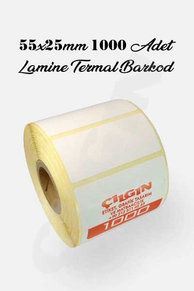 Çılgın Etiket 55x25 mm Lamine Termal Barkod Rulo Etiket Sticker