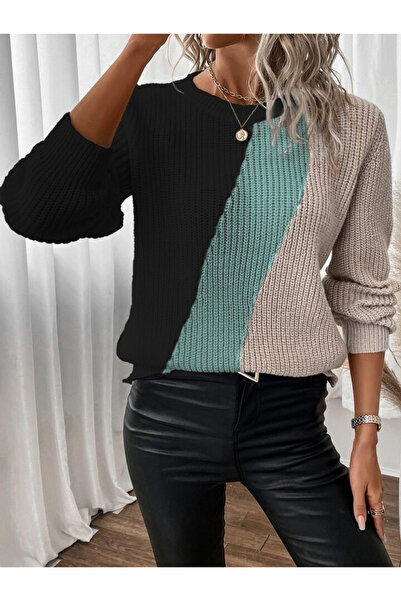 civetta Women's long sleeve three-color knit blouse