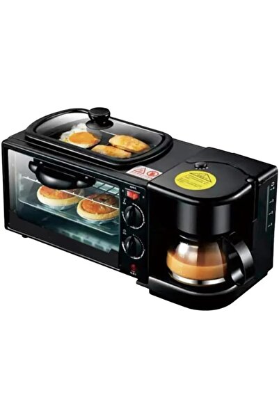 Generic MIRHA 3-in-1 Multifunctional Breakfast Maker 1250W with Drip Coffee Machine, Oven & Top Tray