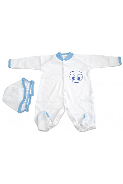 Bubu Kids Creations Jumpsuit with hood – White and blue