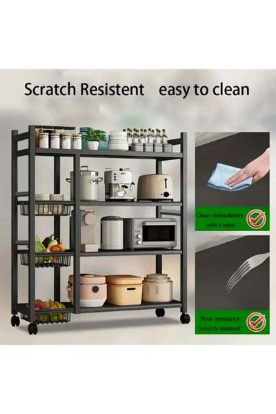 Generic 4-Tier Heavy Duty Metal Rack Storage Shelving Unit, Storage Organizer with 3 Mesh Baskets & Movable