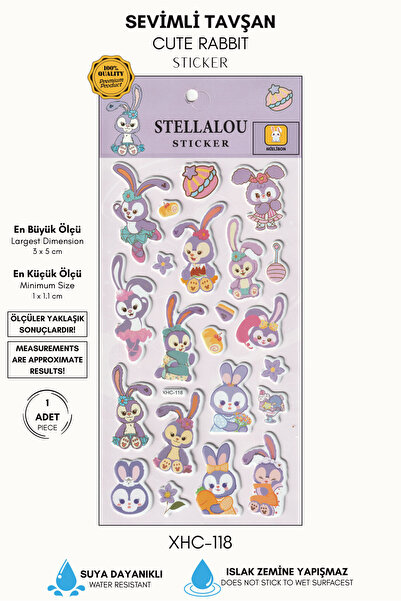 Mielibon Sevimli Tavşan Figürlü Renkli Dekoratif Sticker Seti Çocuk Odası İçin