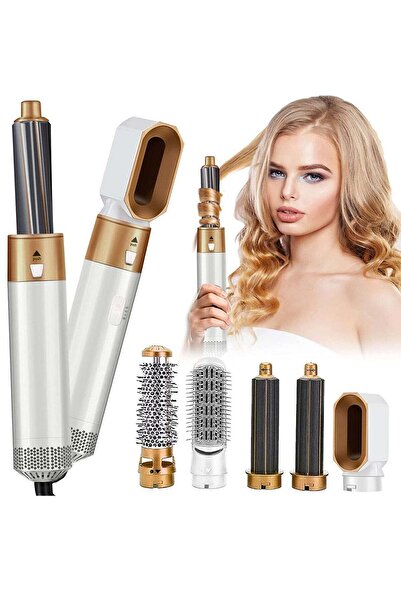 Gonice مجموعة 5 في 1 لتصفيف الشعر ومجفف الشعر وفرشاة الهواء الساخن وعصا تجعيد الشعر، باللون الذهبي