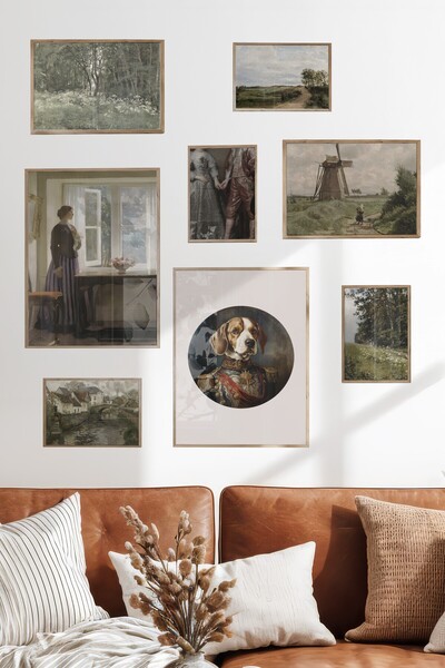 Postifull Çerçeveli Poster Seti, 8 Adet Ahşap Çerçeve ve Poster Kahverengi Vi...