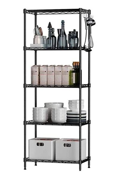BLOOMING TIME رفوف تخزين سلكية من 5 طبقات، منظم معدني عالي التحمل مع أقدام مستوية وأرفف قابلة للتعديل