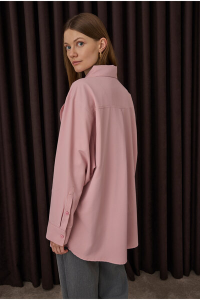 HEQA Πουκάμισο με φιόγκο σε παστέλ ροζ