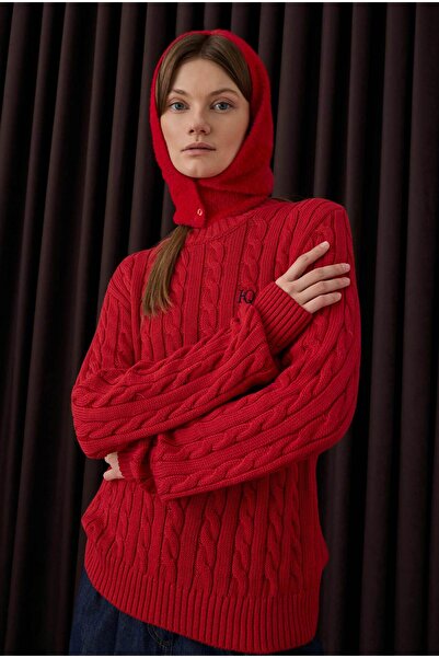 HEQA Knitted Patterned Sweater Red