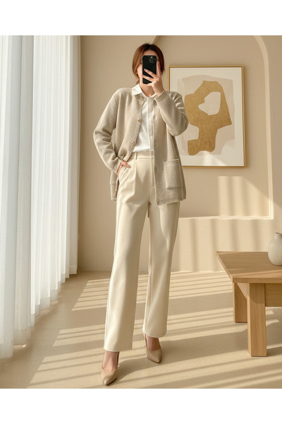 MissRunin Önü Düğmeli Çift Cepli Yumoş Triko Hırka