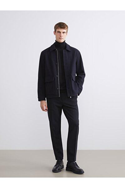 LC Waikiki SOUTHBLUE Синій стандартний крій сорочка з коміром Чоловічий кашеміровий пальто