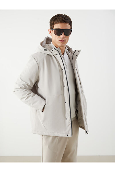 LC Waikiki Vision Beige Standard Fit Hooded Men's Coat
