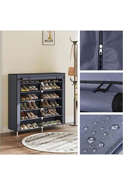 BLOOMING TIME Simple Double Row Non Woven Dustproof Shoe Rack, Multi Layer Shoe Rack With Large Capacity, Simple A