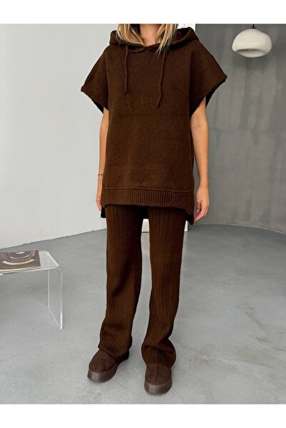 KECHİ WOMAN Hooded Sleeveless Knitwear Set