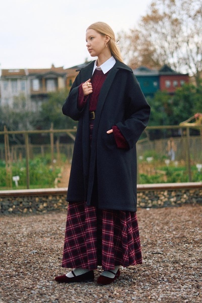 ZÜLAYS Oversize Düşük Kol Kaban Siyah