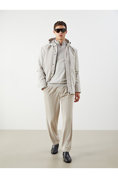 LC Waikiki Vision Beige Standard Fit Hooded Men's Coat