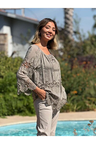 Punta Otantik NC2428 Ιταλική κλασική μεταξωτή μπλούζα βιζόν