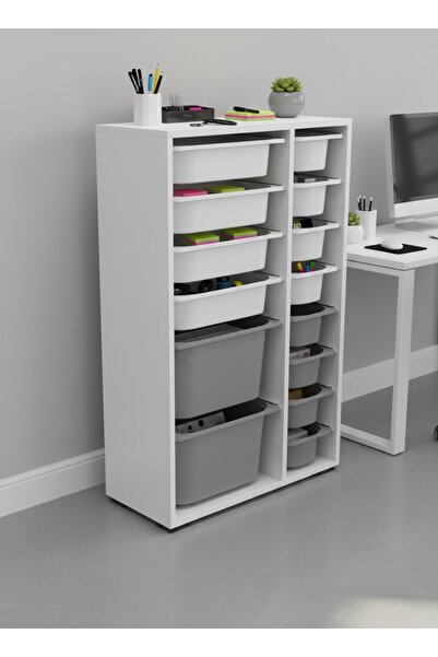 Pratico Rine 14 Sepetli Çok Amaçlı Ofis Dolabı Gri Beyaz 2D4K8U