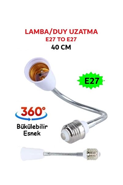 Vwin Lamba / Duy Uzatma ( 40 CM ) Metal 360 Derece Esnek Bükülebilir E27 To E27
