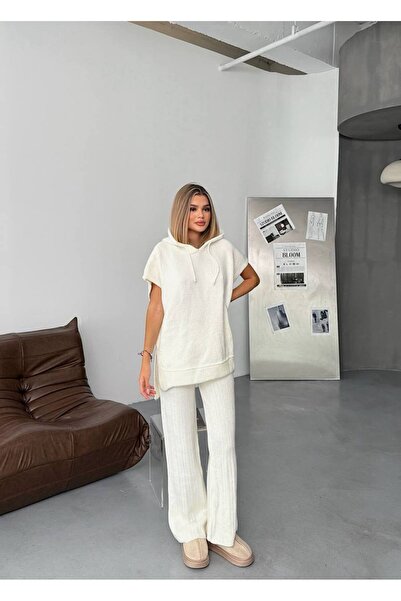 KECHİ WOMAN Hooded Sleeveless Knitwear Set