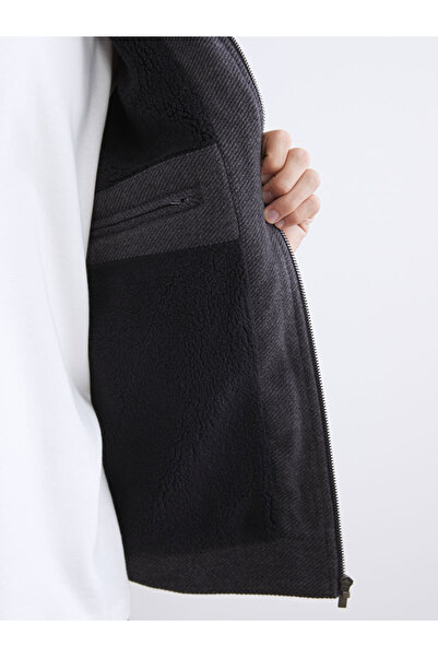 LC Waikiki Vision Anthracite Standard Fit Shirt Collar Men's Cashmere Coat