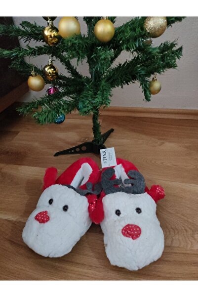 Yılbaşı Hediyesi Yılbaşı yeniyil panduf geyikli peluş kırmızı panduf