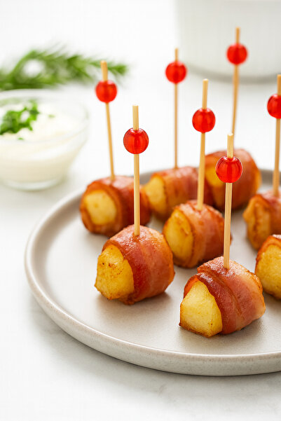 United Foods 100 Adet Kırmızı Boncuklu Kürdan – 12 cm | Parti, Sunum, Kokteyl...