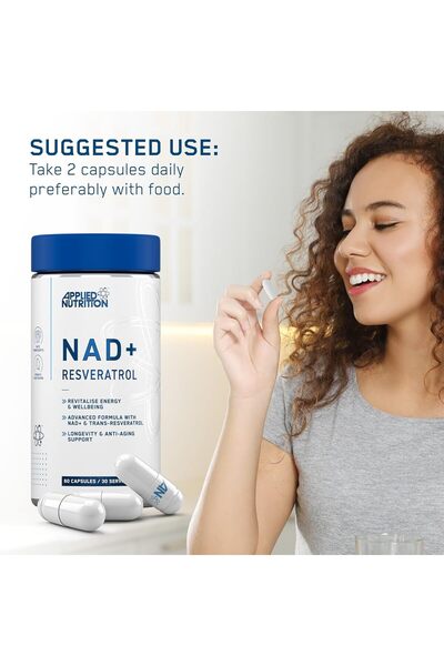 applied nutrition NAD+ Resveratrol, 60 Capsules, Revitalize Energy Wellbeing