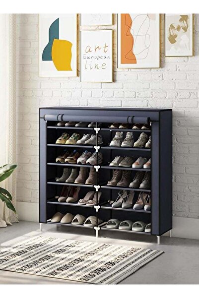 BLOOMING TIME Simple Double Row Non Woven Dustproof Shoe Rack, Multi Layer Shoe Rack With Large Capacity, Simple A