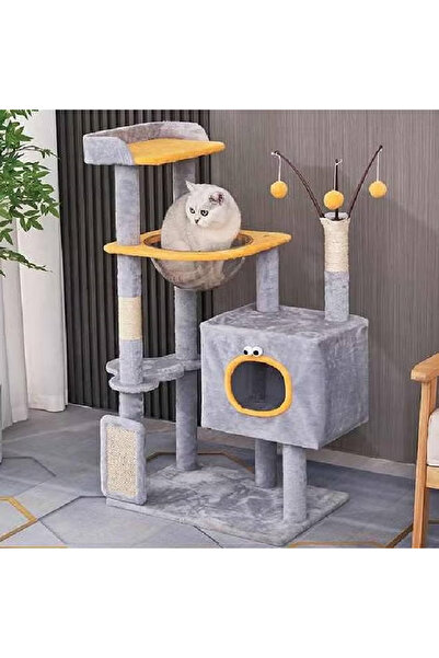 NKX برج شجرة قطط متعدد المستويات مع أرجوحة ووحدة سكنية وألعاب - ارتفاع 110 سم