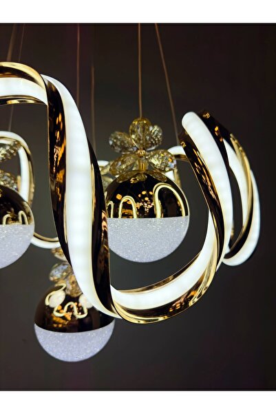 Bohem Aydınlatma GOLD ÇİFT ŞERİT MAXİ 4 top 3 renk led avize