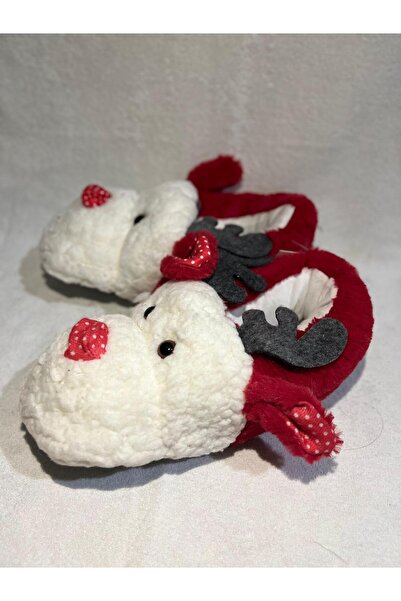 Yılbaşı Hediyesi Yılbaşı yeniyil panduf geyikli peluş kırmızı panduf