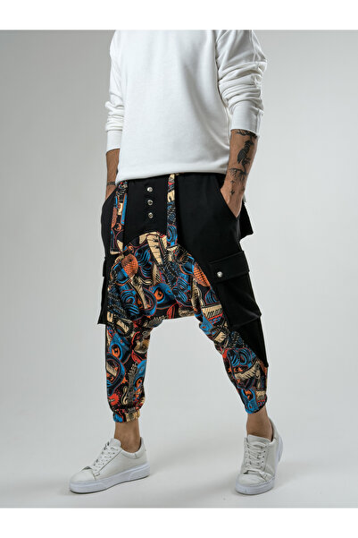 COCOPELLI Garni Design Men's Black Music Patterned Sports Baggy Pants Coc2619