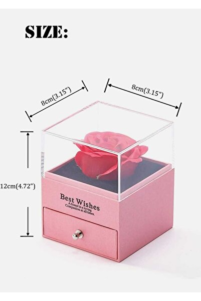 First Choice Jewelry box with red rose, 9x9x10cm