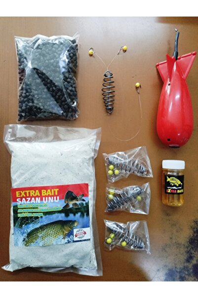 Discovery Yaylı Olta Takımı 4 Adet + Sazan hamuru 1 kg + Alabalık Yemi + Yemleme Roketi + Süt Mısır Atraktör