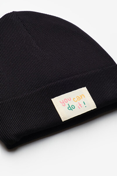 Le Mabelle Black You Can Do It Motto Children's Beanie