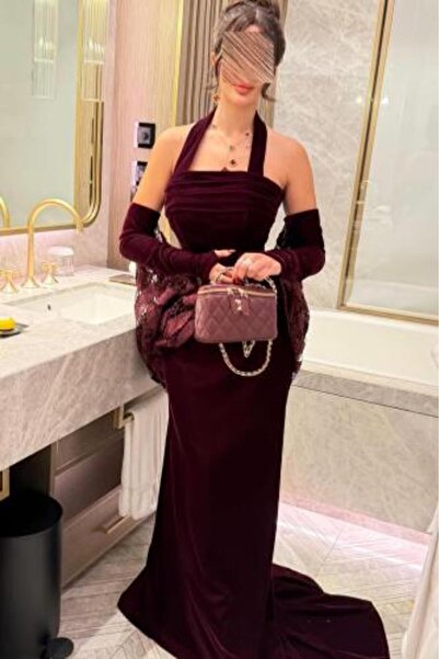 kadina Royal Burgundy Velvet Dress