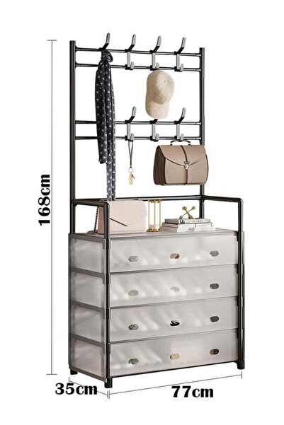 Generic Shoe Hat Rack - 8 Hooks, 5-Layer Dust-Proof Shoe Rack for Bedroom, Corridor, Office, Entrance