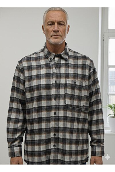 ALBERTO MALDİNİ Classic Single Pocket Wool Dad Shirt