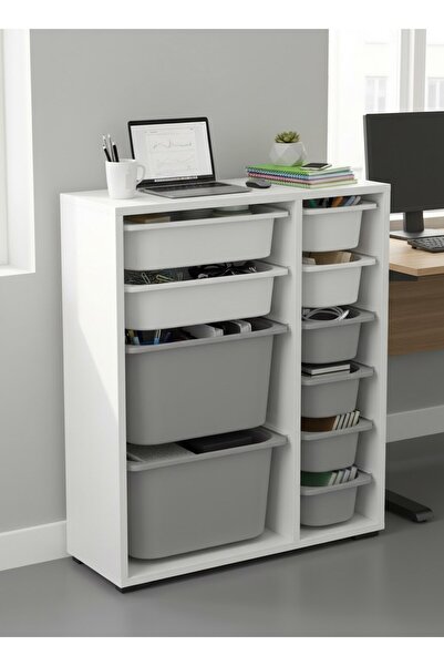 Pratico Zen 10 Sepetli Çok Amaçlı Ofis Dolabı Beyaz Gri 2D2K6U