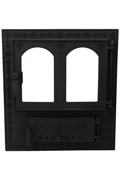 Evotools Ușă de șemineu cu scrumieră motive românești 560 mm 515 mm