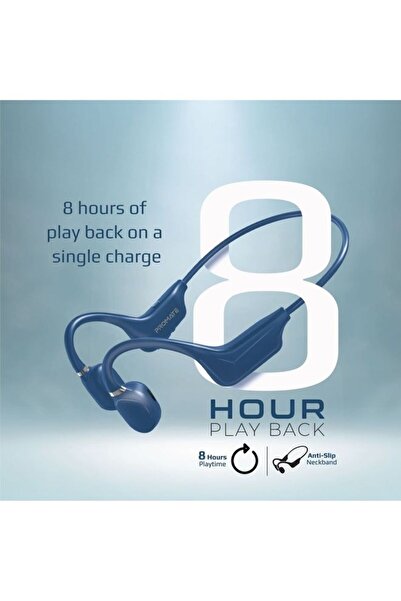 Promate Bone Conduction Earphones, Lightweight, 8H Playback, Mic, Sweatproof, Bluetooth v5.0, Blue