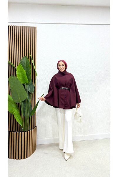 BURCU TESETTÜR Kemerli Düğmeli Panço 2803