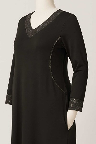 wear on Luxury Plus Size Crystal Fabric Long Sleeve Dress