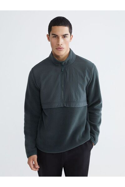 LC Waikiki Stand Collar Long Sleeve Fleece Men's Sweatshirt