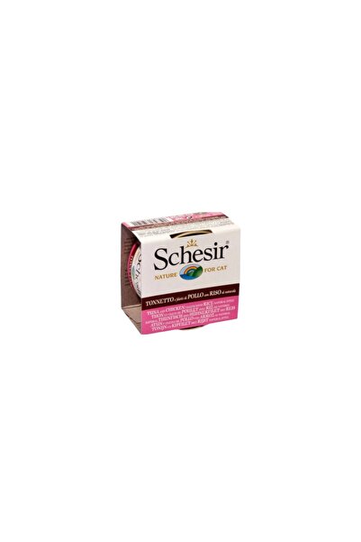 Schesir شيزر طعام رطب للقطط شرائح التونا والدجاج مع الأرز 85g