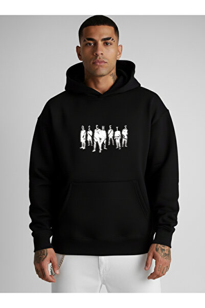 LORVEX Hanorac imprimat tricou Oversize Unisex cu glugă 100% bumbac DECHETS I...