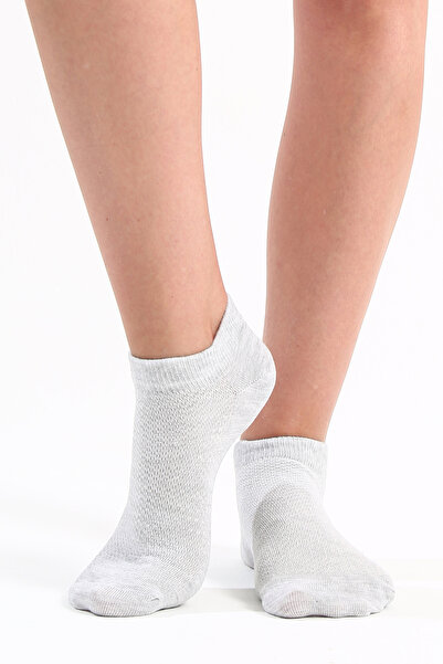 The huez 3-Piece Cotton Anti-Sweat Women's Socks, Soft Booties Socks with Breathable Mesh on the Top Layer (Grey)