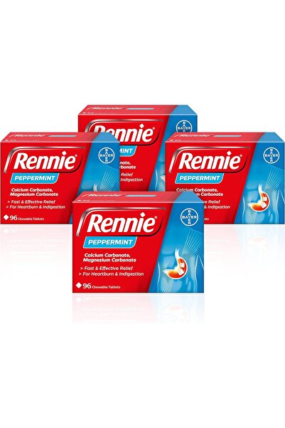 RENNIE مضادات الحموضة بنكهة النعناع - أقراص لعلاج حرقة المعدة وعسر الهضم، راحة سريعة، 4 × 384 قرصًا