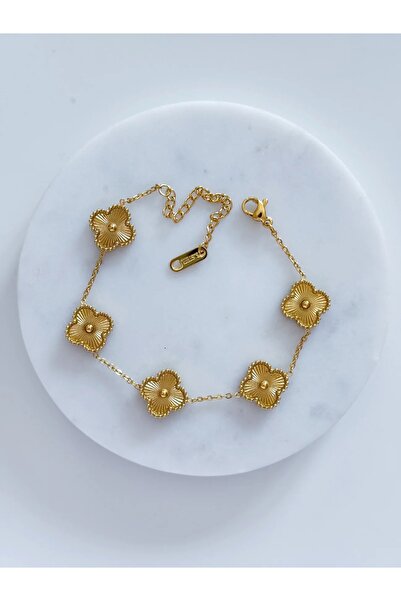 stainles steel Van Cleef Model Gold Yonca Bileklik