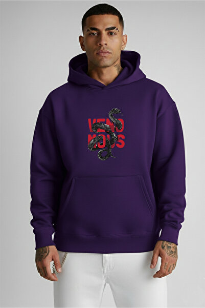 LORVEX Hanorac pentru bărbați tricou oversize, 100% bumbac, imprimat VENO MOUS