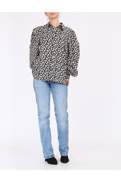 PIECES Shirt, Black floral